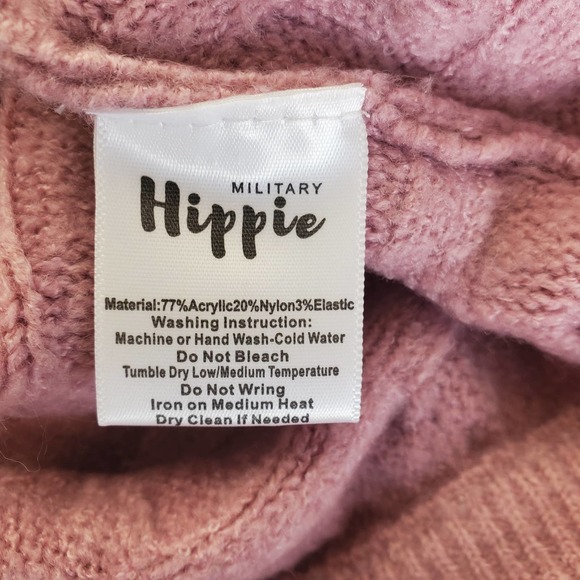 Military Hippie Forever Roses Pink Knit Sweater Size L NWT - Picture 8 of 8